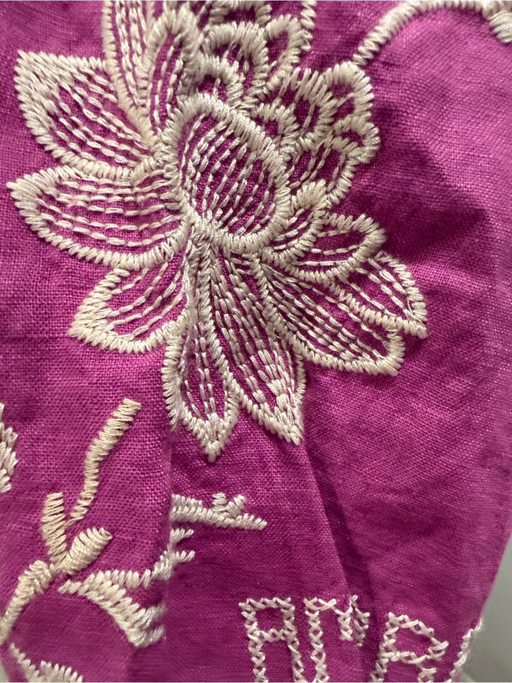 Johnny Was Fuchsia Embroidered Floral Henley Tunic - Picture 7 of 8